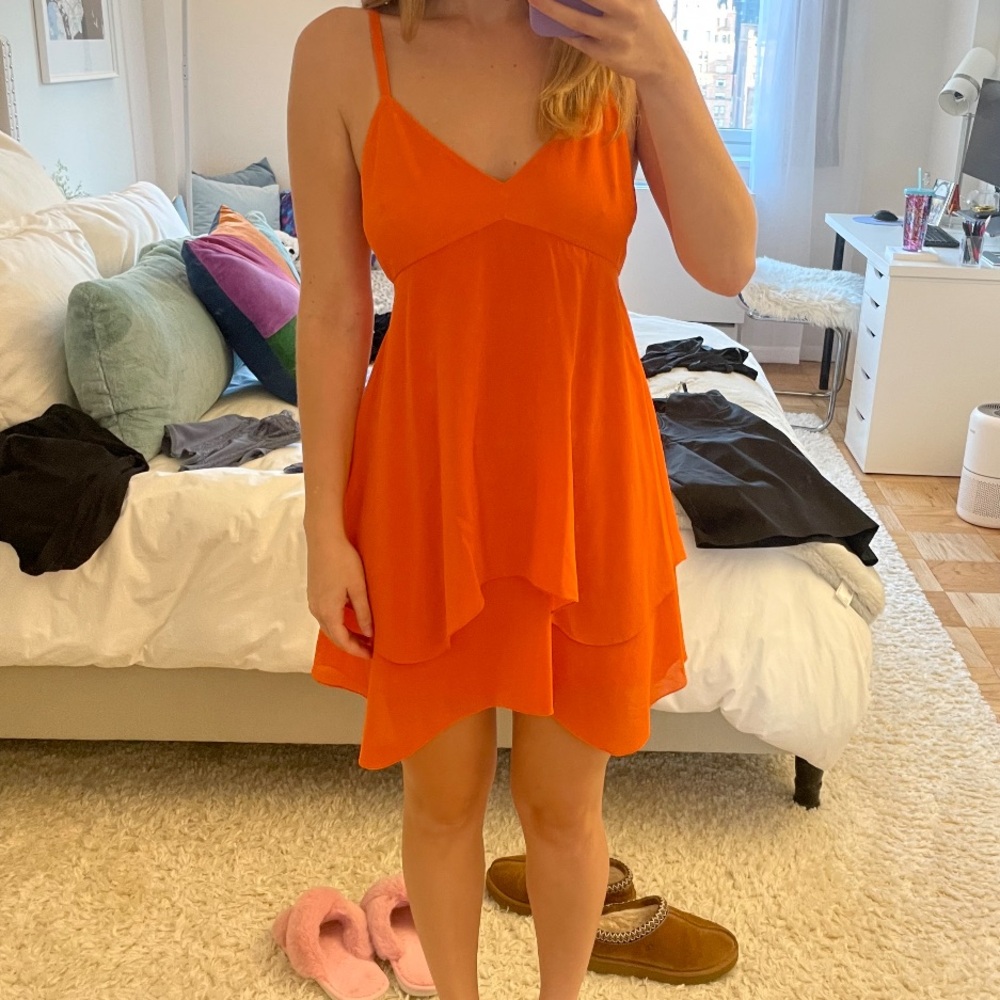 Alice + Olivia Vibrant Orange Mini Dress